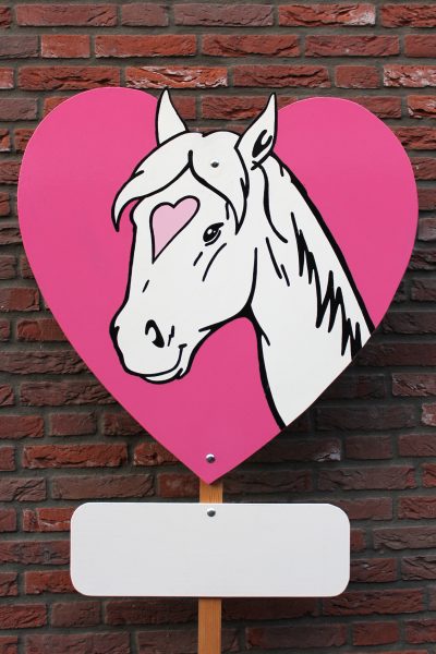 Geboortebord paard met roze hartje