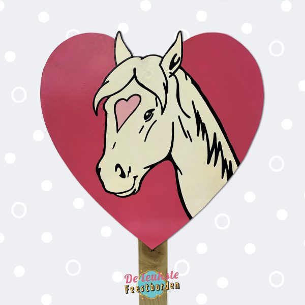 Geboortebord paard met roze hartje