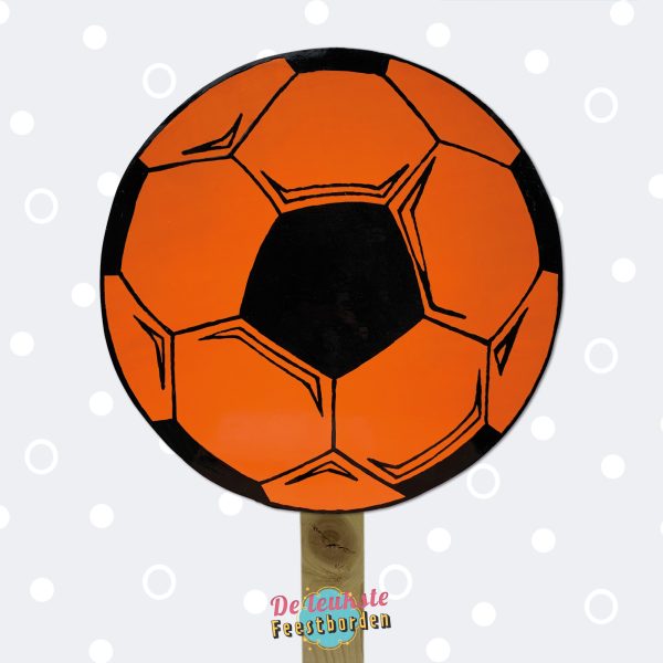 Geboortebord Zwart oranje voetbal huren. Te huur in Boekel en omgeving.